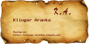 Klinger Aranka névjegykártya